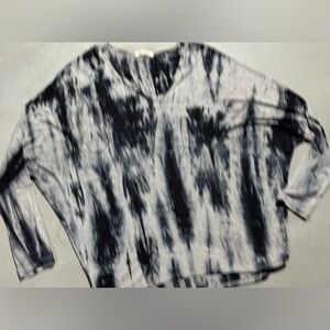 Stylish Women's Tie-Dye Blouse - Navy, grey and White